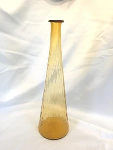 Vintage MCM Empoli Amber Optic Swirl Glass Genie Bottle 18.5" - Picture 1 of 3