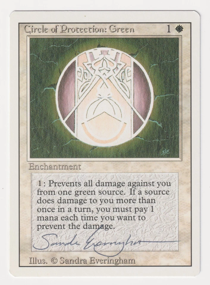 Signed Circle of Protection: Green LP Revised Artist Sandra Everingham MTG Magic - Image 1 of 2