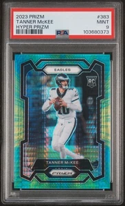 2023 Tanner McKee Prizm Hyper /175 Eagles Rookie #383 PSA 9 SP Philadelphia - Picture 1 of 3
