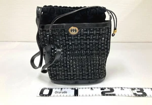 Bolso de Hombro Gucci Vintage Cordón Cuero Tejido Negro 0013970572 - Imagen 1 de 24