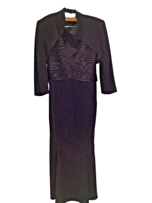 Vestido y chaqueta DAYMOR Couture negros con cuentas talla 8 Foto 1 de 4