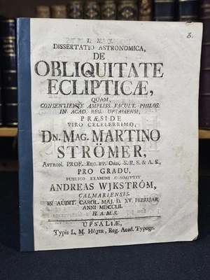 1752 ASTRONOMY Obliquitate Eclipticae Marten Stromer CELESTIAL BODIES RARE - Image 1 of 4