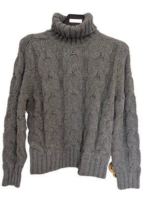 Suéter de cuello alto Tom Ford para hombre tejido con cable de lana gris talla 48 nuevo con etiquetas Foto 1 de 4