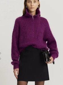 Country Road Boysenberry Zip Detail Wool Mohair Jumper Sz S RRP $229 - Picture 1 of 8