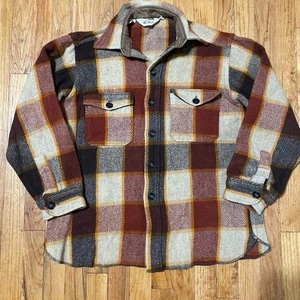Camisa de Franela Woolrich De Colección Para Hombre Grande Lana Búfalo Cuadros Manga Larga Tostada - Imagen 1 de 10
