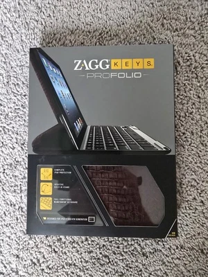 ZaggKeys ProFolio Apple iPad 4 3 2 Gen MARRÓN COCODRILO Estuche Teclado Zagg Foto 1 de 2