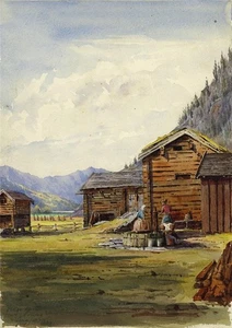 Arthur Herbert Hussey Watercolour Painting Haga Trondelag Norway Midtre Gauldal - Picture 1 of 5
