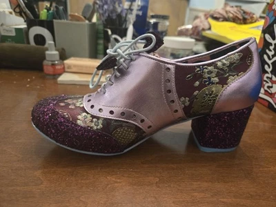 Irregular Choice Clara Bow Oxford Heels Burgundy Pink Sequins Size 40 (US 9) - Image 1 of 4
