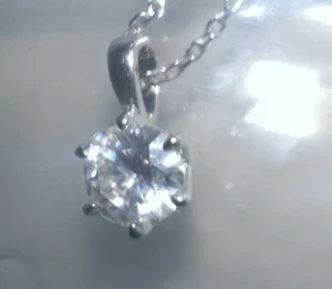 Collana solitario ciondolo moissanite KRKC 1 CT argento sterling regolabile Catena - Foto 1 di 2