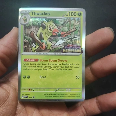 Pokemon Thwackey 115 SVP Black Star Promo Scarlet Violet Holo Stamped - Image 1 of 4