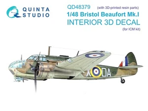 Calcomanía interior Quinta Studio QD+48379 3D+ con resina, ICM Bristol Beaufort Mk.I 1/48 - Imagen 1 de 14