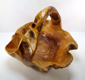 Ciotola cesto legno burl vintage rustico bordo vivo fatto a mano artigianale driftwood capanna - Foto 1 di 14