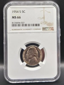 1954-S NGC MS66 Jefferson Nickel 5c - Picture 1 of 2