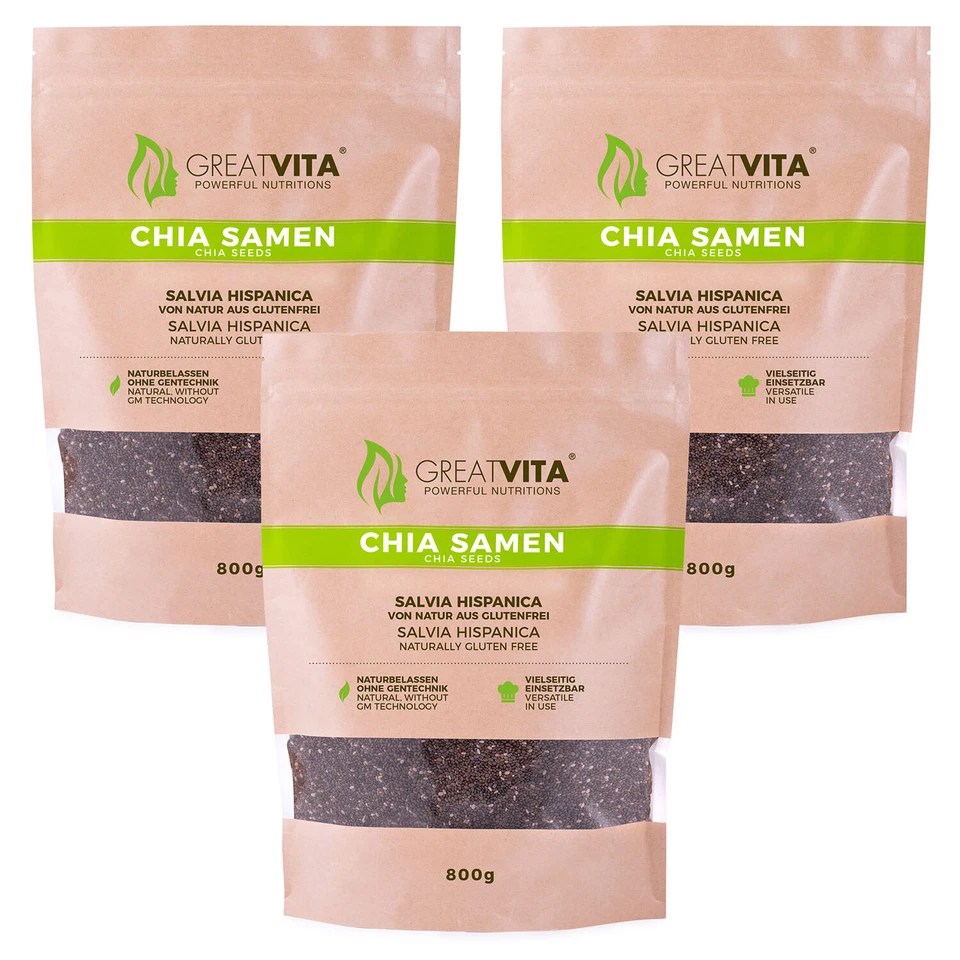GreatVita Chia Samen, 2400g naturbelassen, ohne Gentechnik - Omega-3-Fettsäuren - Bild 1 von 4