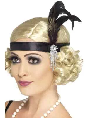 Charleston Flapper Stretch Satin Headband Party Costume Accessory New - Image 1 of 3
