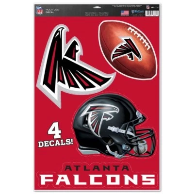 ATLANTA FALCONS 4 PIECE MULTI-USE DECAL SHEET 11"X17" WINDOWS WALLS CORN HOLE - Image 1 of 2