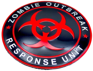 1x Zombie Outbreak Decal Sticker Emblem Auto, Car, Truck Metal Dome Shape 2.20" - Picture 1 of 13