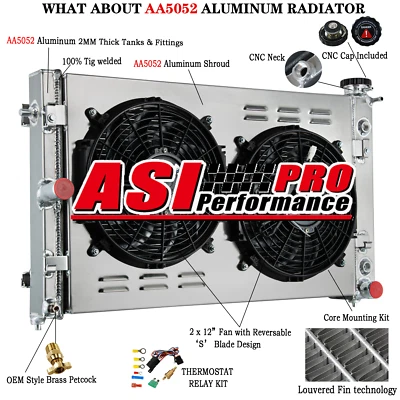 4 Rows Radiator Shroud Fan for 2005-2006 Pontiac GTO Vauxhall Holden Monaro 6.0L - Image 1 of 4