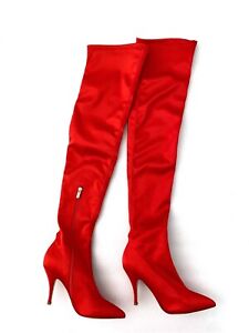 Morobe Red Silk Long Boots Size 40.5
