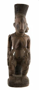 Mangbetu Ancienne Statue Maternité africaine Jumeaux -Art africain Congo # 17070 - Imagen 1 de 10