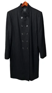 Tahari ASL Long Wool Coat Peacoat Women’s Size 16 Black Double Breasted Heavy - Picture 1 of 12
