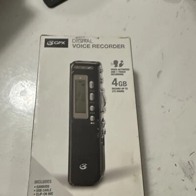 GPX 4GB Digital Voice Recorder, Black, PR047B - Image 1 of 4