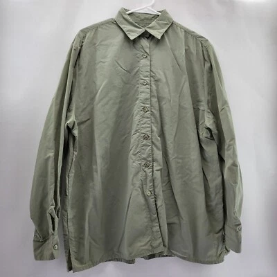 复古女式 XL 码军队绿色纽扣长袖衬衫  — 第 1/4 张图片