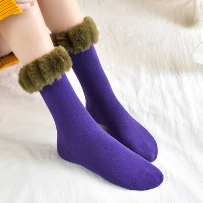 1 Пара женщин теплый носки пушистый искусственного меха верхний комфорт загрузки носки чулочно-носочных изделий зима - Изображение 1 из 4