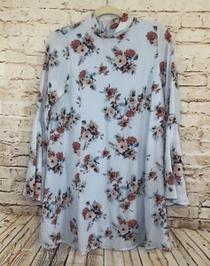 Abito Lulu’s nuovo con etichetta Small S donna blu floreale manica a campana corto finto collo (BC) - Foto 1 di 7