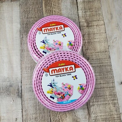 2x Zuru Mayka Toy Block Tape 2M / 6.5 Ft. Pink 4 Rows Sealed 2 PACK - Image 1 of 4