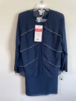EY Especially Yours Boutique New Angle Tiered 3-Pc. Suit Navy Blue Size 12 - Image 1 of 4