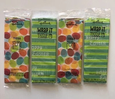 4 Packages Expressions Hallmark Wrap It Easter Eggs & Happy Easter Tissue Paper - Image 1 of 3