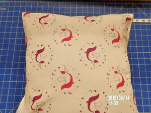 Einhorn Kopf mit lila Mähne weiß Stoff Kissenbezug 16" Quadrat Handarbeit neu - Bild 1 von 23