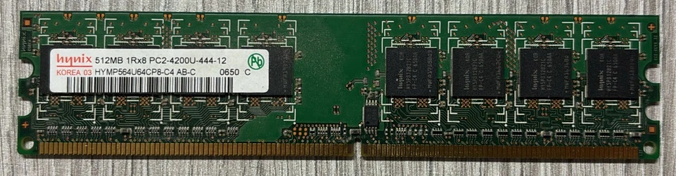 RAM DIMM DDR2 Hynix 512MB 533Mhz PC4200 HYMP564U64CP8-C4 AB-C - Immagine 1 di 4