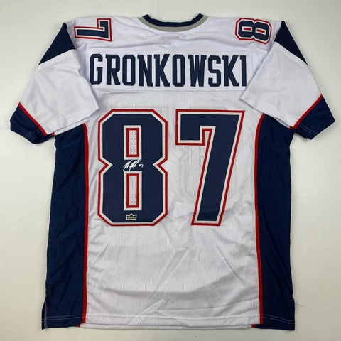 Facsimile Autographed Rob Gronk Gronkowski New England White Jersey Men's XL Cover