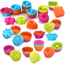 36Pcs RIUTILIZZABILE IN SILICONE MUFFIN casi Cupcake Tazza Torta Stampo Cottura Vassoio Stampo
