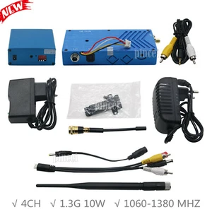 10W 1.3G 4CH Wireless Audio Video CCTV FPV Transmitter Transceiver Receiver Kit - Picture 1 of 8