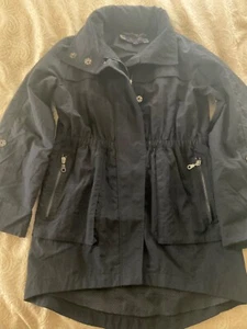 Seven 7 For All Mankind Sm Womens Black Full Zip Nylon Anorak Jacket Hooded Coat - Picture 1 of 9