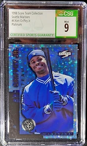 1998 Score Team Platinum #4 Ken Griffey Jr Refractor Holo SSP CSG 9 Mint POP 1/1 - Picture 1 of 5