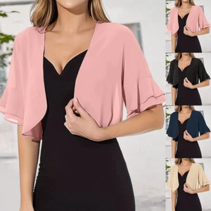Women Chiffon Cardigan Ladies Bell Sleeve Shawl Summer Beach Dress Cover Up Tops - Picture 1 of 23