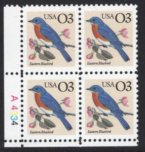 US #3033 3¢ Eastern Bluebird LL Plate Block 1996 MNH - Picture 1 of 1