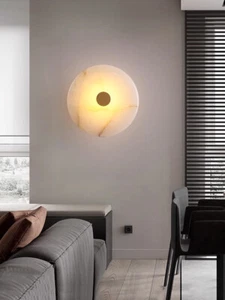 7W LED SMD 2835 Living Room Wall Lamp Round Marble Stone Bedroom Light Fixture - Picture 1 of 25