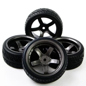 4X Tires Wheel Rim 12MM Hex For HPI HSP 1:10 RC On-Road  Flat Racing Car PP0150+ - Picture 1 of 6