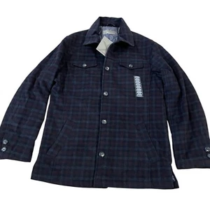 Utex Herren Hemdjacke mit Knopfleiste Medium Wollmischung Stepp gefüttert schwarz rot kariert - Bild 1 von 6