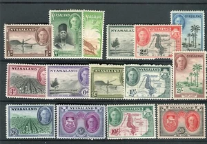 Nyasaland KGVI 1945 definitive set of 14 SG144/57 + 1d SG160 MNH - Picture 1 of 1