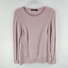Sportscraft Jumper Womens Large Merino Wool Cable Knit Pink Sweater Pullover