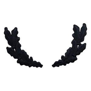 Scrambled Eggs Patch Set - Black Military Cap Captain Hat Embroidered Oak Leaves - Afbeelding 1 van 2