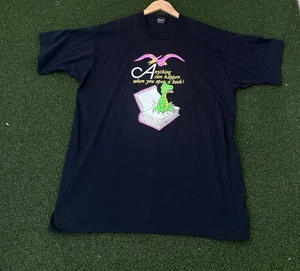90s vintage Best Buy Single Stitching Dragon With Open Boook Size XL USA Made - Picture 1 of 8