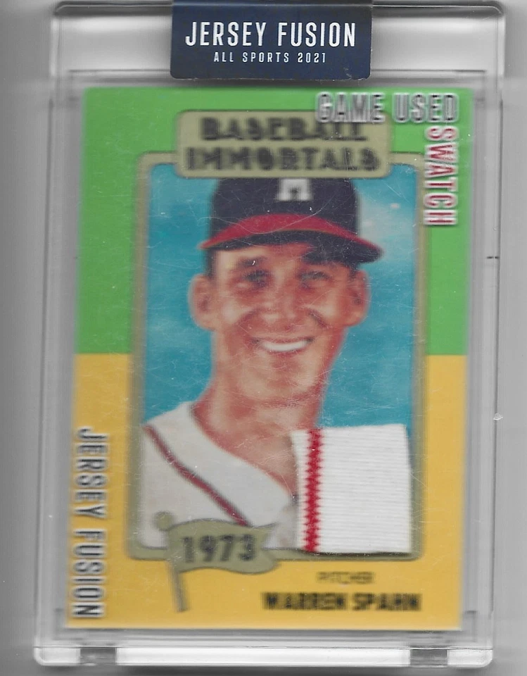 2021 Jersey Fusion Warren Spahn Game Used Swatch - Image 1 of 1