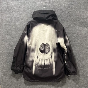 Vintage 00’s Volcom Let It Storm Animal Skull Ghost Black Fleece Jacket Men’s S - Picture 1 of 13